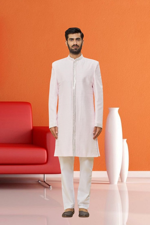 MEN'S LIGHT PINK EMBROIDERED SHERWANI