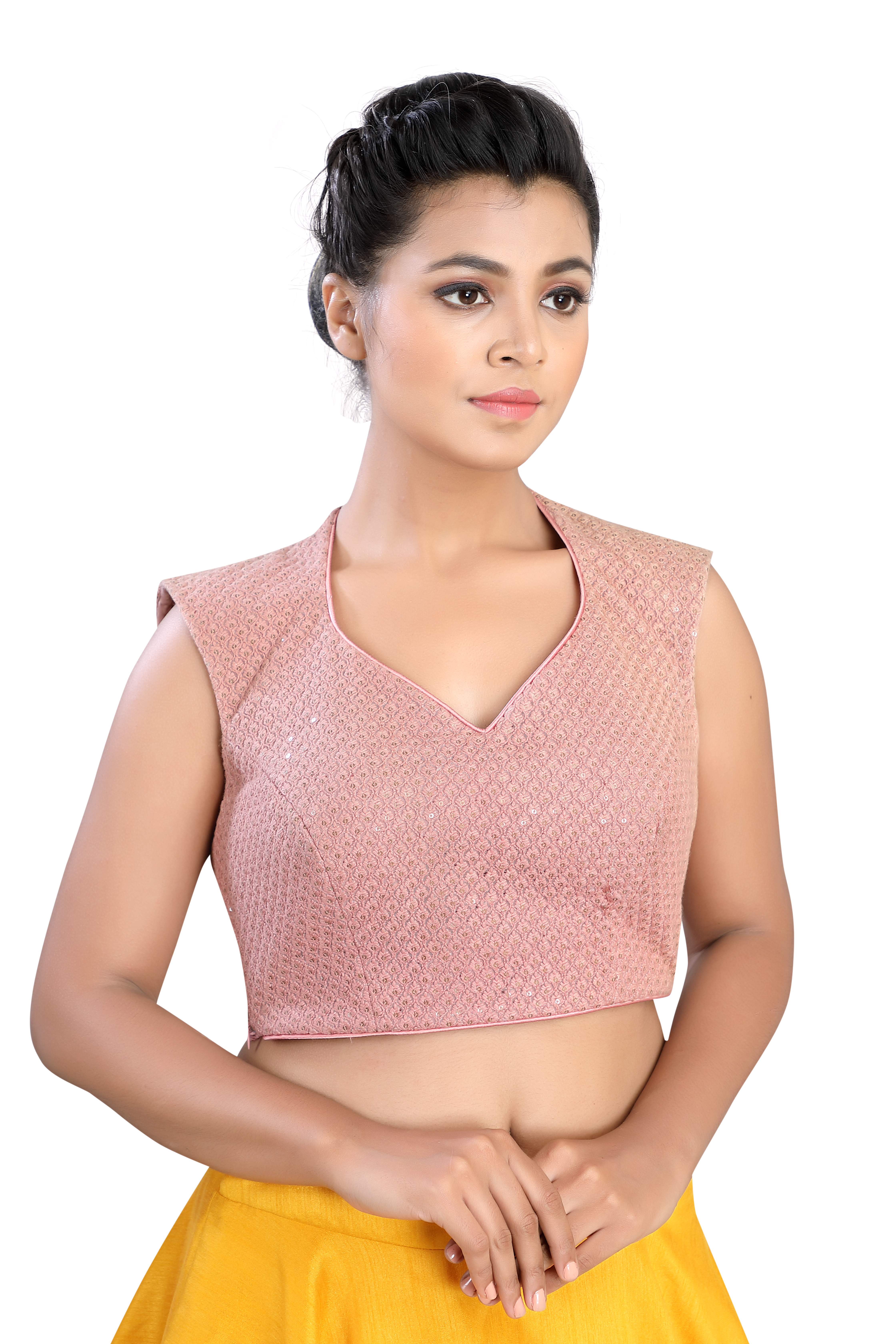 Chicken Kari Pink Traditional Blouse Sleeveless.