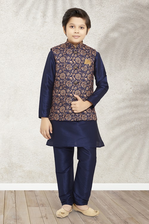 Kids Blue Jacket Kurta 