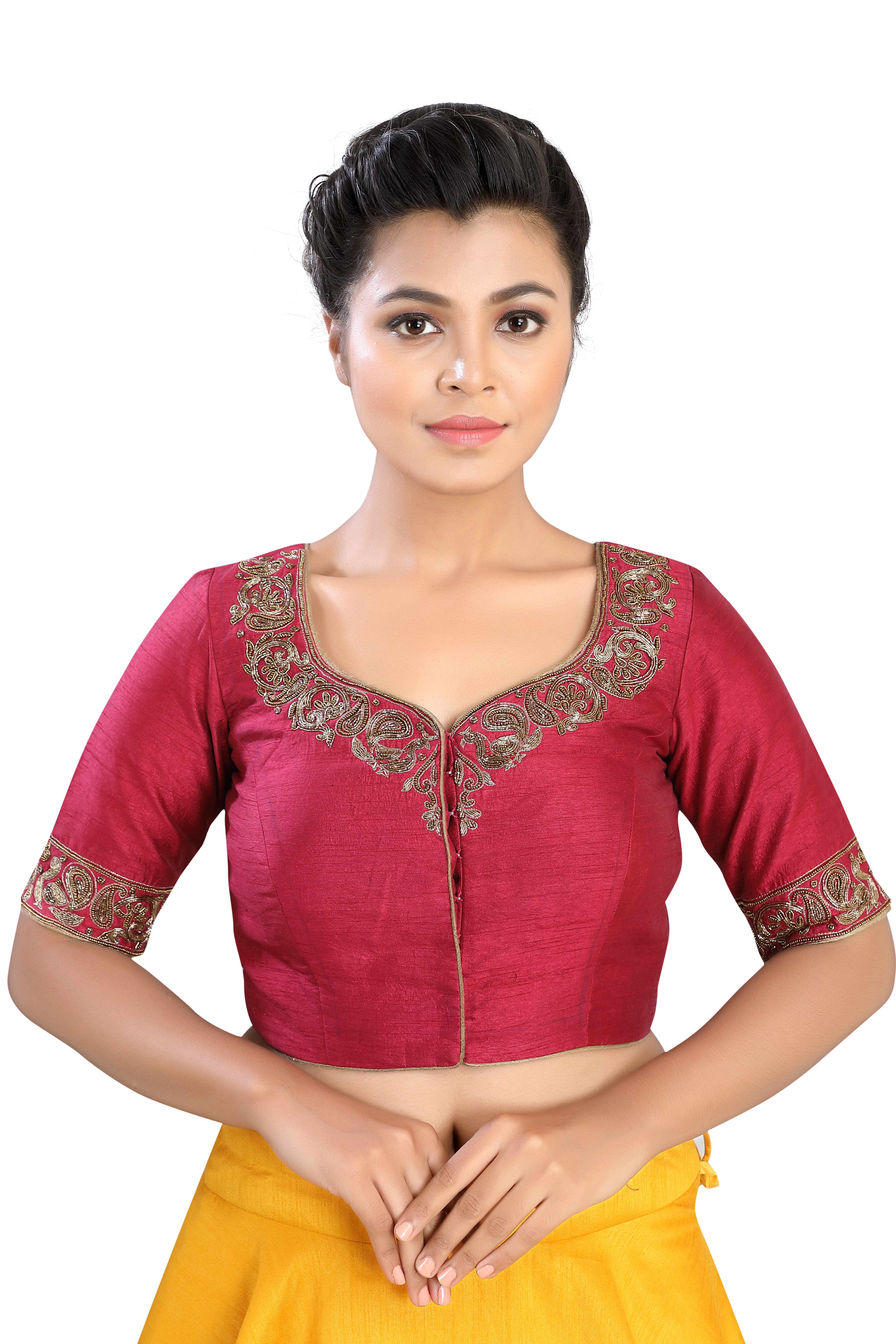 Silk Maroon Handwork Traditional Blouse