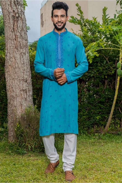 Men's Cotton Embroidered Kurta Pajama