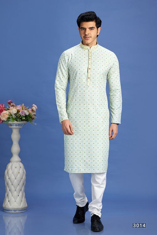 Men's Green Pintux Straight Kurta