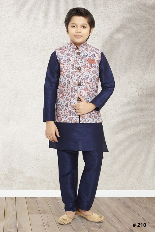 Kids Blue Jacket Kurta 