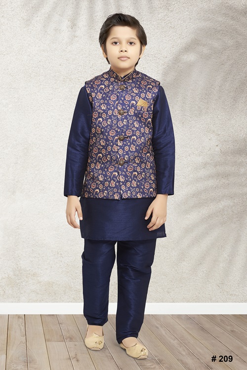 Kids Blue Jacket Kurta