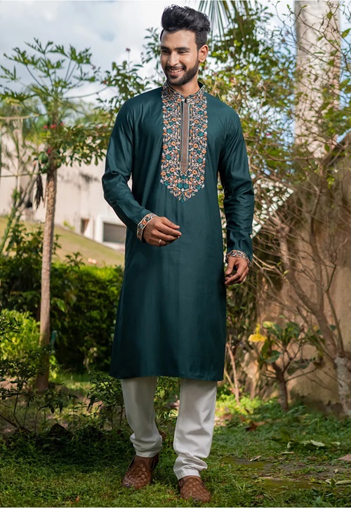 Men's Cotton Embroidered Kurta Pajama