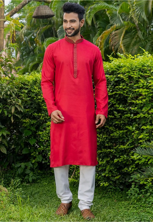 Men's Cotton Embroidered Kurta Pajama