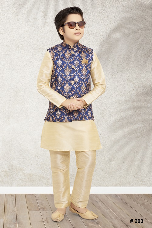 Kids Blue Jacket Kurta