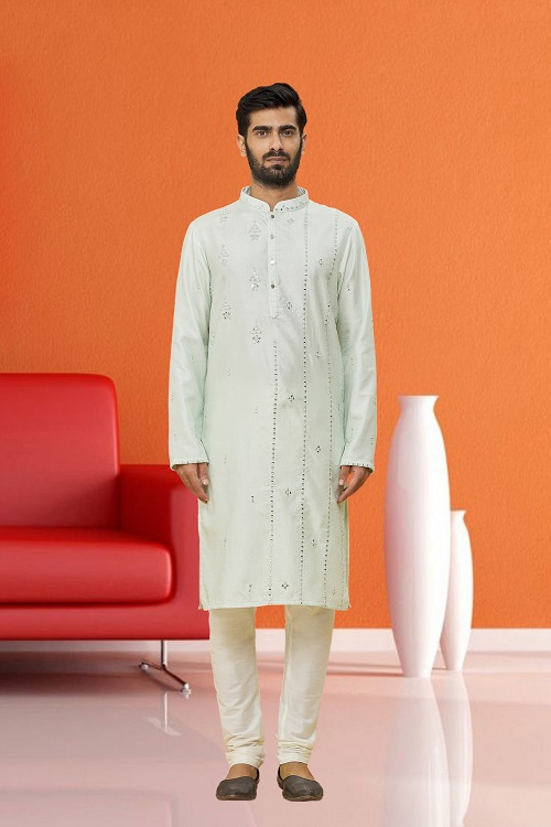  Men's Pista Embroidered Kurta Pajama