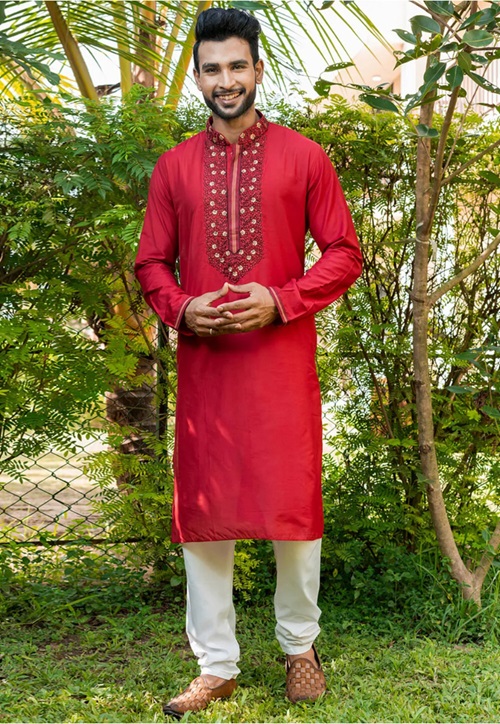 Men's Cotton Embroidered Kurta Pajama