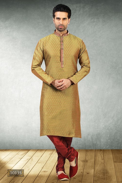 Men's 2-Tone Maroon/Blue Pintux Kurta Churidar